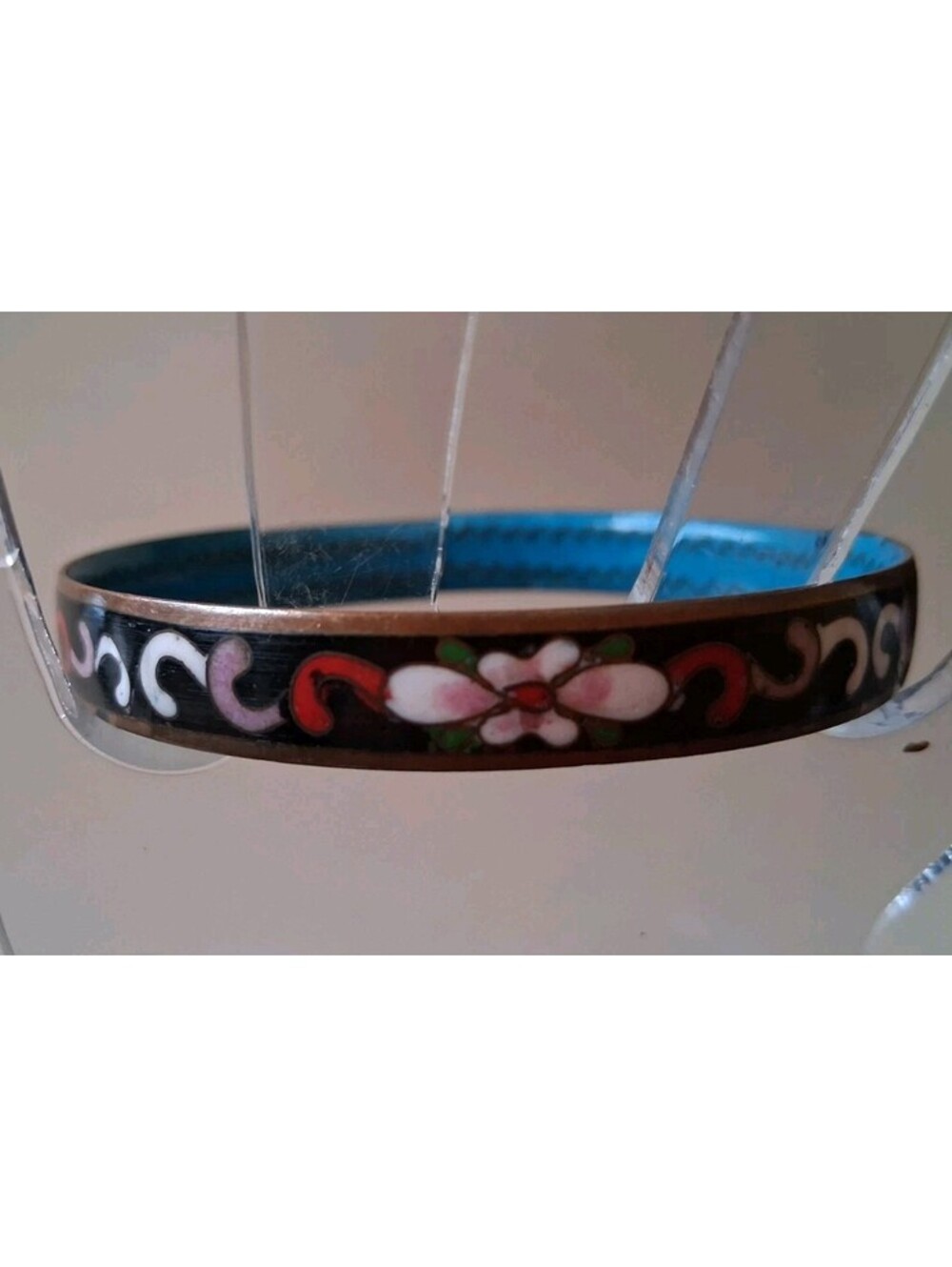 Cloisonne Floral Enamel Hand Painted Bangle Bracelet Vintage [COPY]